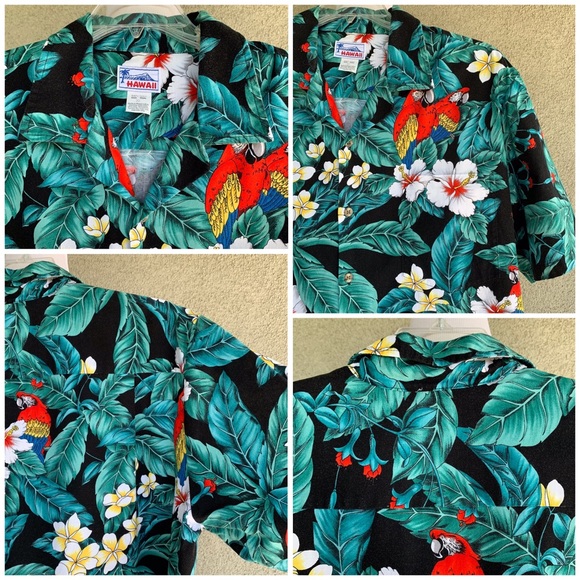 🌴 Hawaiian Aloha Cotton Shirt Parrots 🌴 - Picture 3 of 12